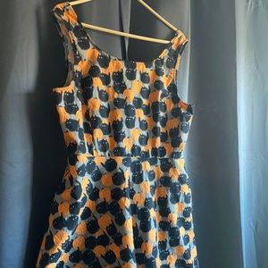 2X EUC Retrolicious Pumpkin/Cat A-Line Dress